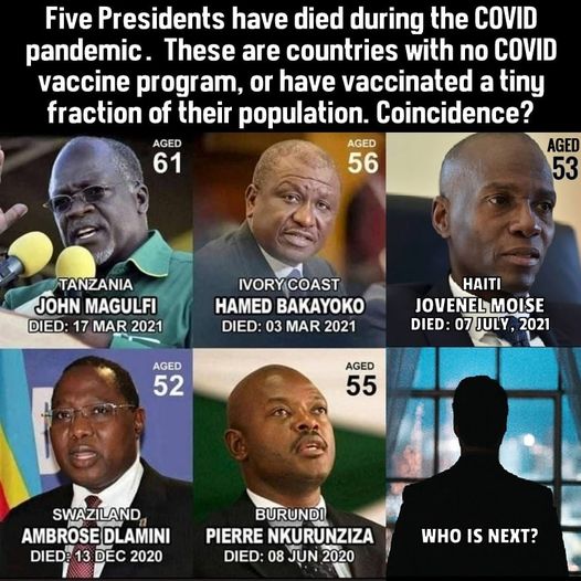 Five Presidents have died during the Covid Pandemic. Who is next?
