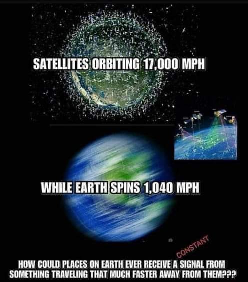 How could places on Earth receive signals while satellites orbiting 17000 MPH?