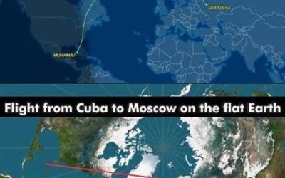 Flight From Havana to Moscow, Globe vs Flat Earth Route