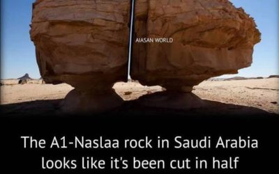 The A1-Naslaa rock in SA looks like cut in half