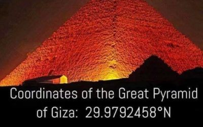 Speed of light & Coordinates of pyramid of Giza